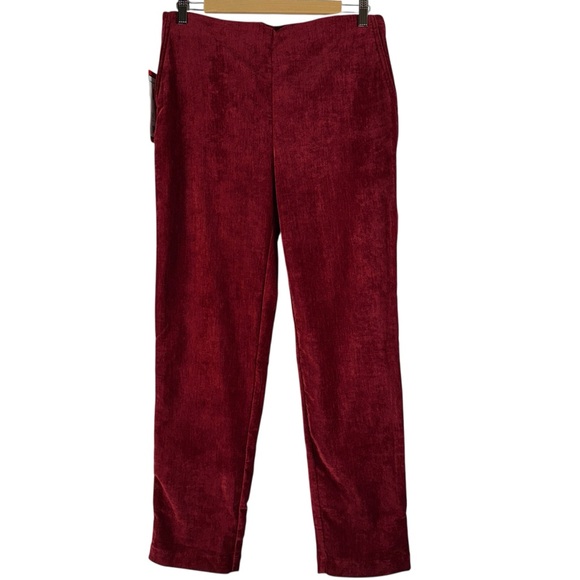 Hilary Radley Pants Women's Red Medium 29 Inseam Mid-Rise Faux Suede Pull On NEW - Picture 6 of 11